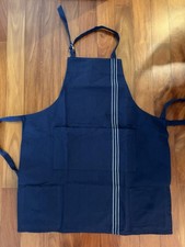 Kitchen Apron with Pocket and Built In Pot Holders Navy and White Stripes New
