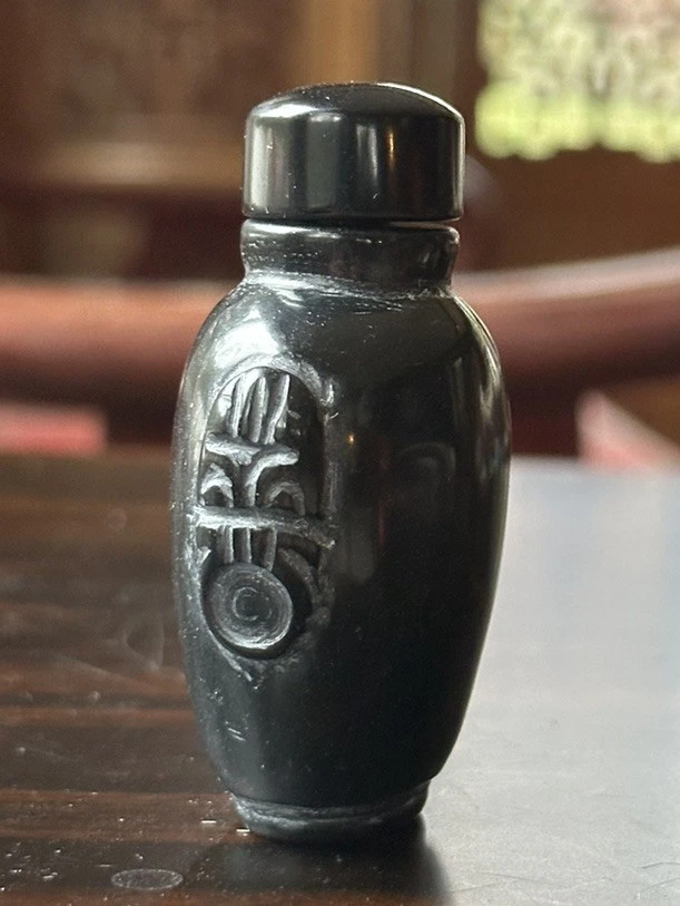 Antigua botella de tabaco china de jade negro (89 g) Foto 3 de 4