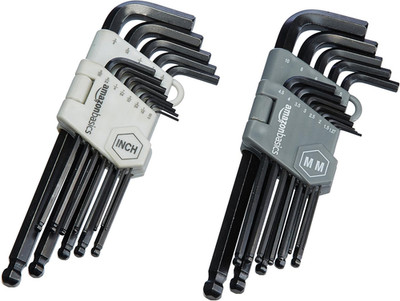 Hex Key Allen Wrench, Long Arm, Ball End, Metric and Standard Sizes, Chrome Vana