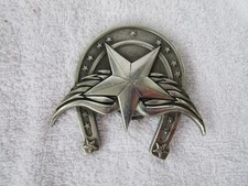 Great American Buckle Products 2004  Wings Star Horseshoe Pewter Belt Buckle