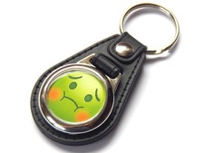 Emoticons Faccine Per Rollare Occhi Pelle Di Qualita E Cromato Portachiavi Ebay