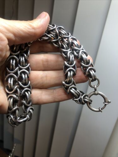 24. Vintage Sterling Silber 925 Grob Byzantinisch Dicke Kette Halskette 16", 125,5 g - Bild 16 von 18