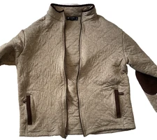 Men's Cremieux Classics Brown Soft Full Zip Up Jacket L Elbow Patches Pre-Owned