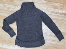 EUC Athleta Women Heather Charcoal Gray Cowl Neck Pullover Knit Sweater Sz XS