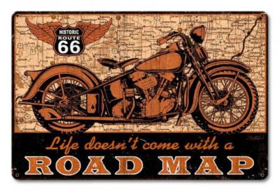 Road Map Bike Racing Garage Shop Man Cave Classic Motorcycle Metal