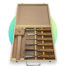 Tyzack Starter Kit 7 Piece Wood Carving Chisel Set With Mallet In Wooden Box