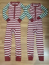 2 Children s Place Christmas One Piece Red Green White Stripes Sleepwear Size 7