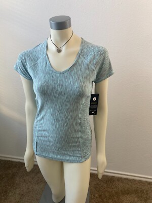 Velocity Women's No Sweat Active Short Sleeves Top Grey Green Sz M NEW