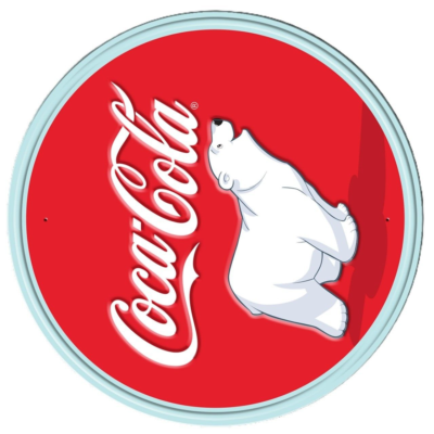 Coca Cola Coke Advertising Vintage Retro Polar Bear Embossed Round