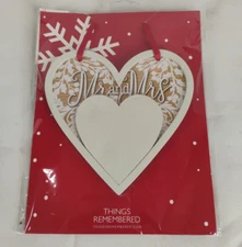 NIP Things Remembered Mr & Mrs Wooden Heart Ornament Wedding Anniversary Gift