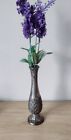 Silver Plate Rose Bud Vase floral design Leaf good condition 7" accent piece
