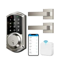 Veise WiFi Smart Locks with 2 Lever Handle Set, App Control, Keyless Entry Do...