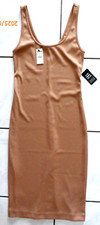 NWT EXPRESS Small Tan Beige Midi tank sleeveless stretch Knit dress G866