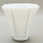 Vintage Square Mission Art Deco Milk Glass Lamp Shades 5” X 4.75" X 2”