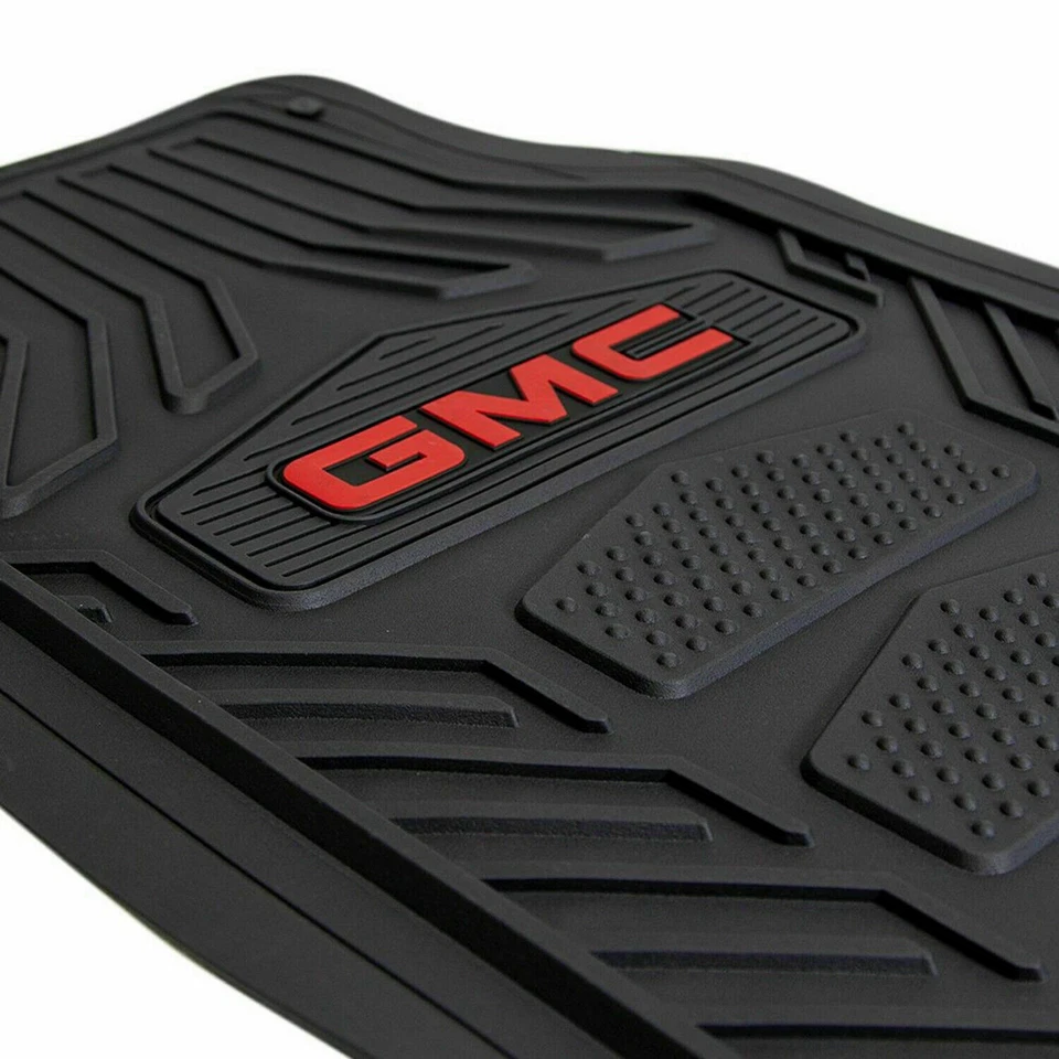 5pc GMC Car Truck Front Rear Rubber All Weather Floor Mats Steering Wheel Cover Foto 3 de 4
