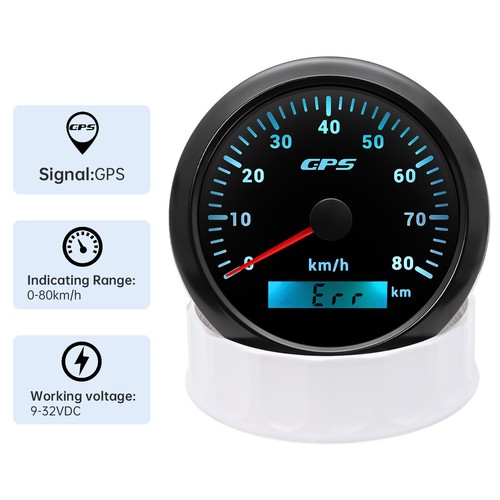 85mm schwarzes GPS Geschwindigkeitsmesser 0-80km/h Messgerät für Motorräder Boot - Picture 2 of 15