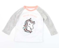 Primark Girls White Polyester Blend Pyjama Top Size 5-6 Years UNI