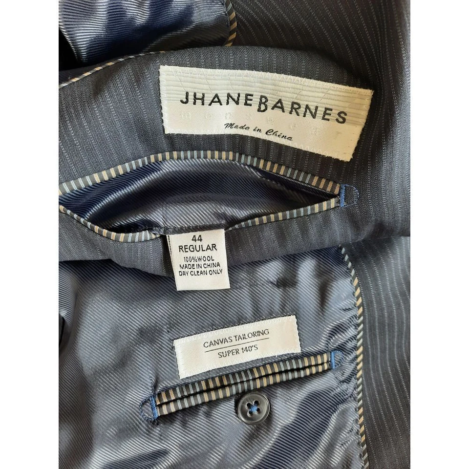 Blazer de lana Jhane Barnes 44R de sastrería de lona Super 140 a rayas de un solo pecho Foto 2 de 4