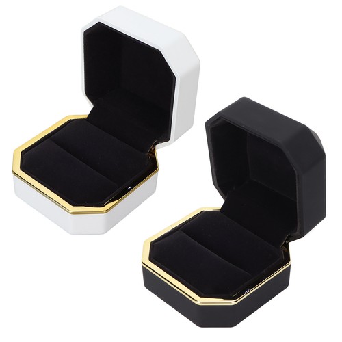 Luxury Ring Box Square Velvet Wedding Ring Case With LED Light For Proposal TOU - Picture 21 of 28