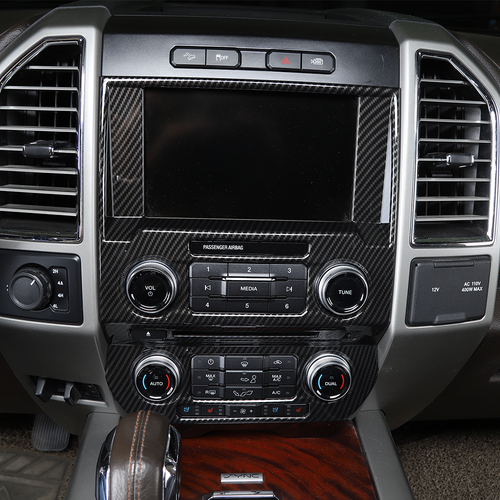 Cubierta de embellecedor del panel de navegación de control central para Ford F150 2015-2020 fibra de carbono - Imagen 3 de 7