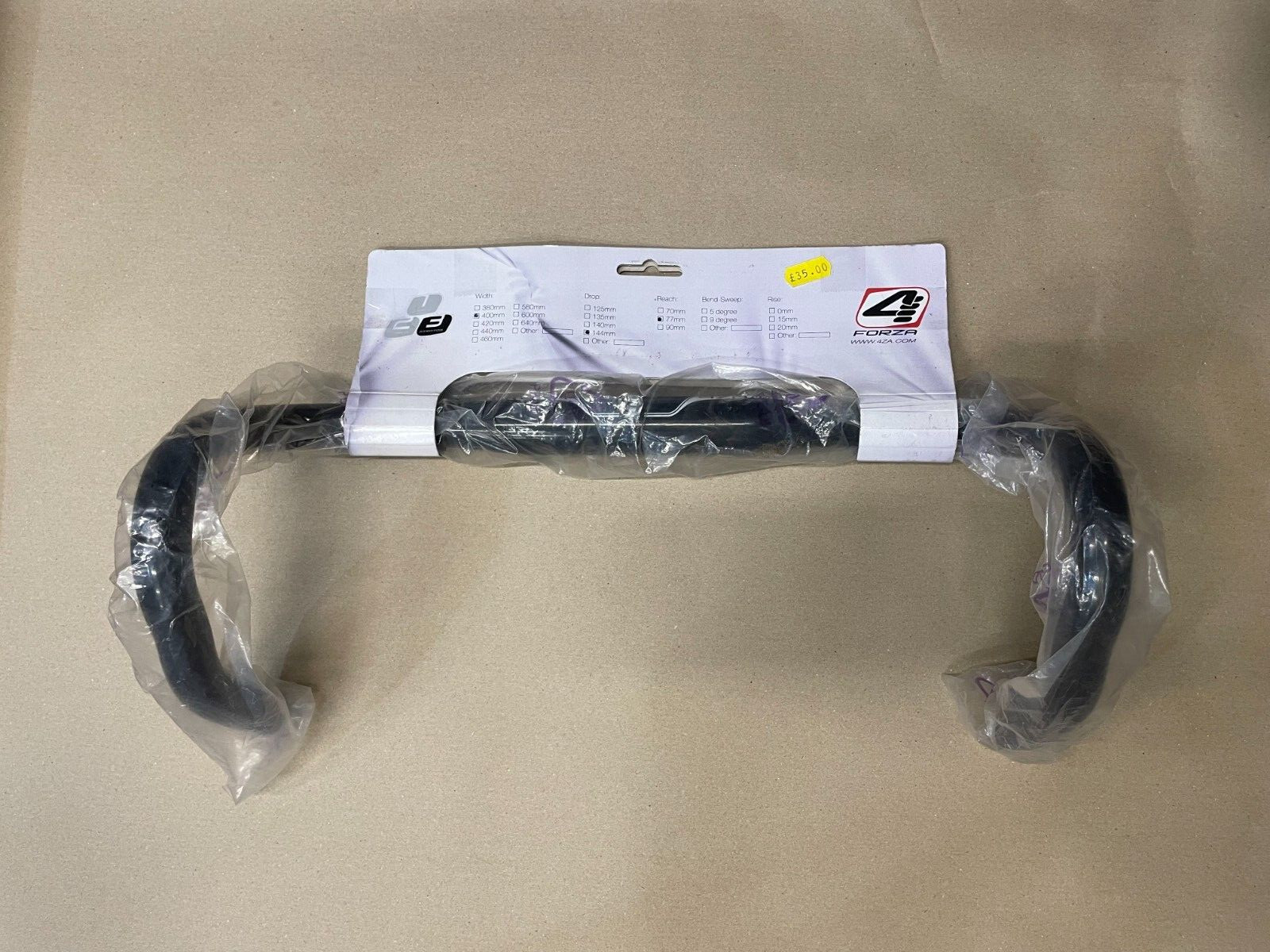 4ZA Strato Ergo Drop Handlebar – 400mm, 31.8mm Clamp, 144mm Drop – 6061 T6 Alloy