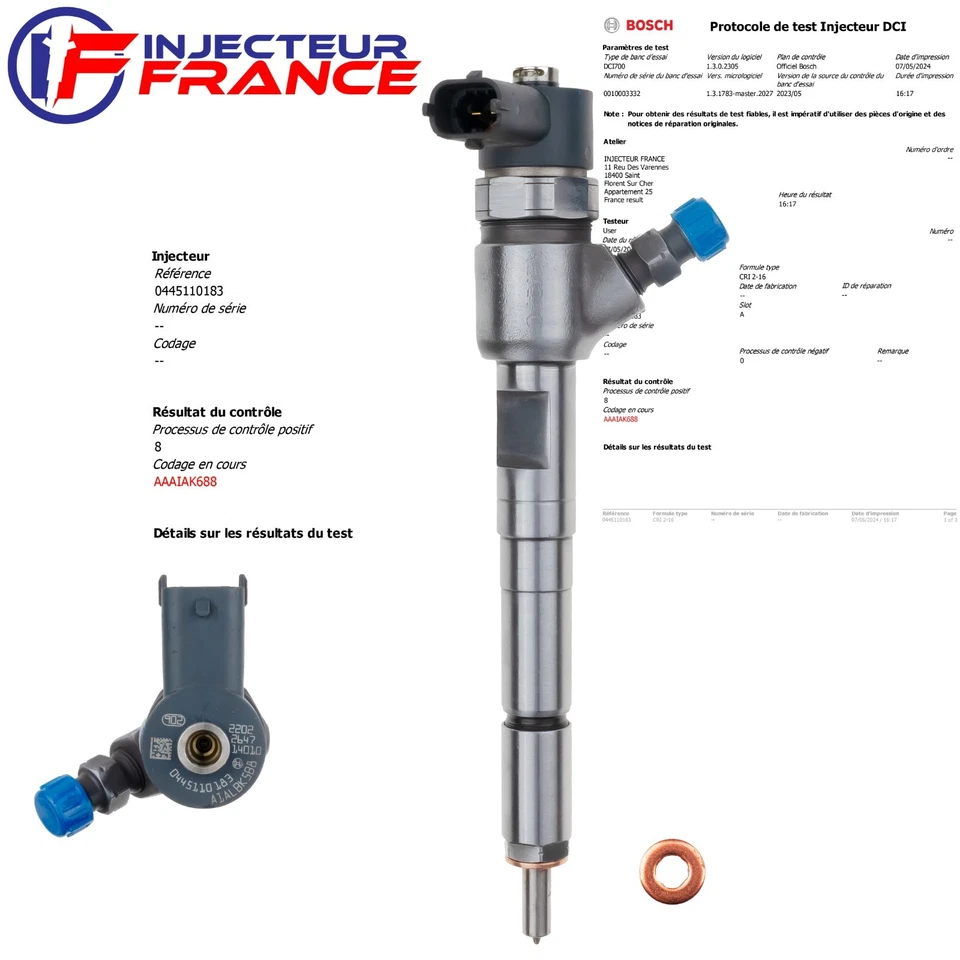 0445110183 Injecteur Bosch Lancia Opel Astra H Fiat Doblo 1.3 0986435102 - Photo 2/4