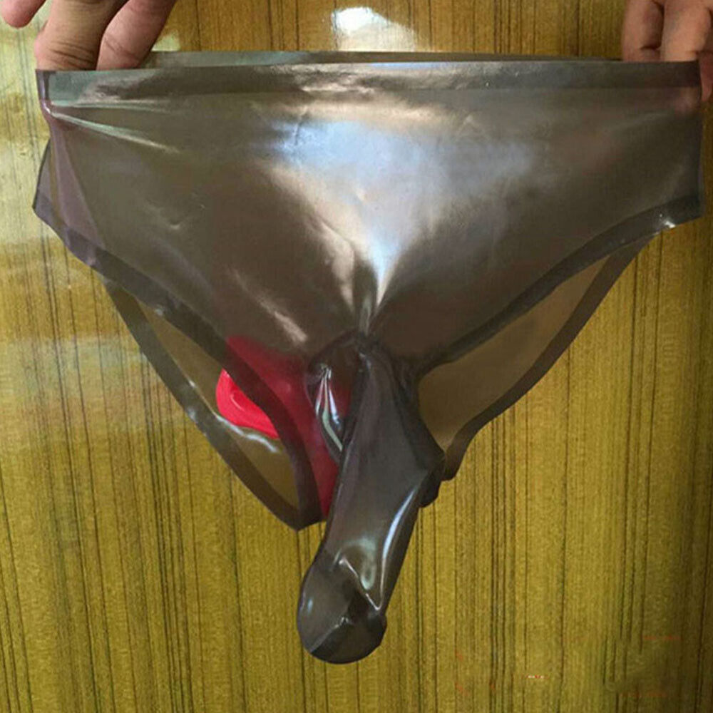 Briefs Underpants Natural Latex With Penis Condom ANUS Customized Handmade  0.4mm
