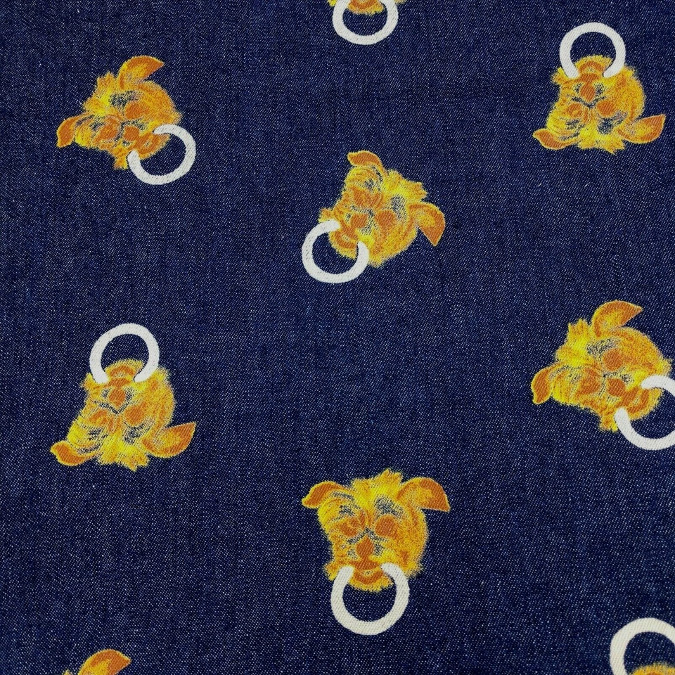 Tecido jeans vintage com estampa de novidade 3yds26 porta de lavagem escura batida animais 58" - Imagem 2 de 4