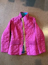 Womens Joules Barn coat, fuchsia with turquoise floral lining, US size 8,  vgood