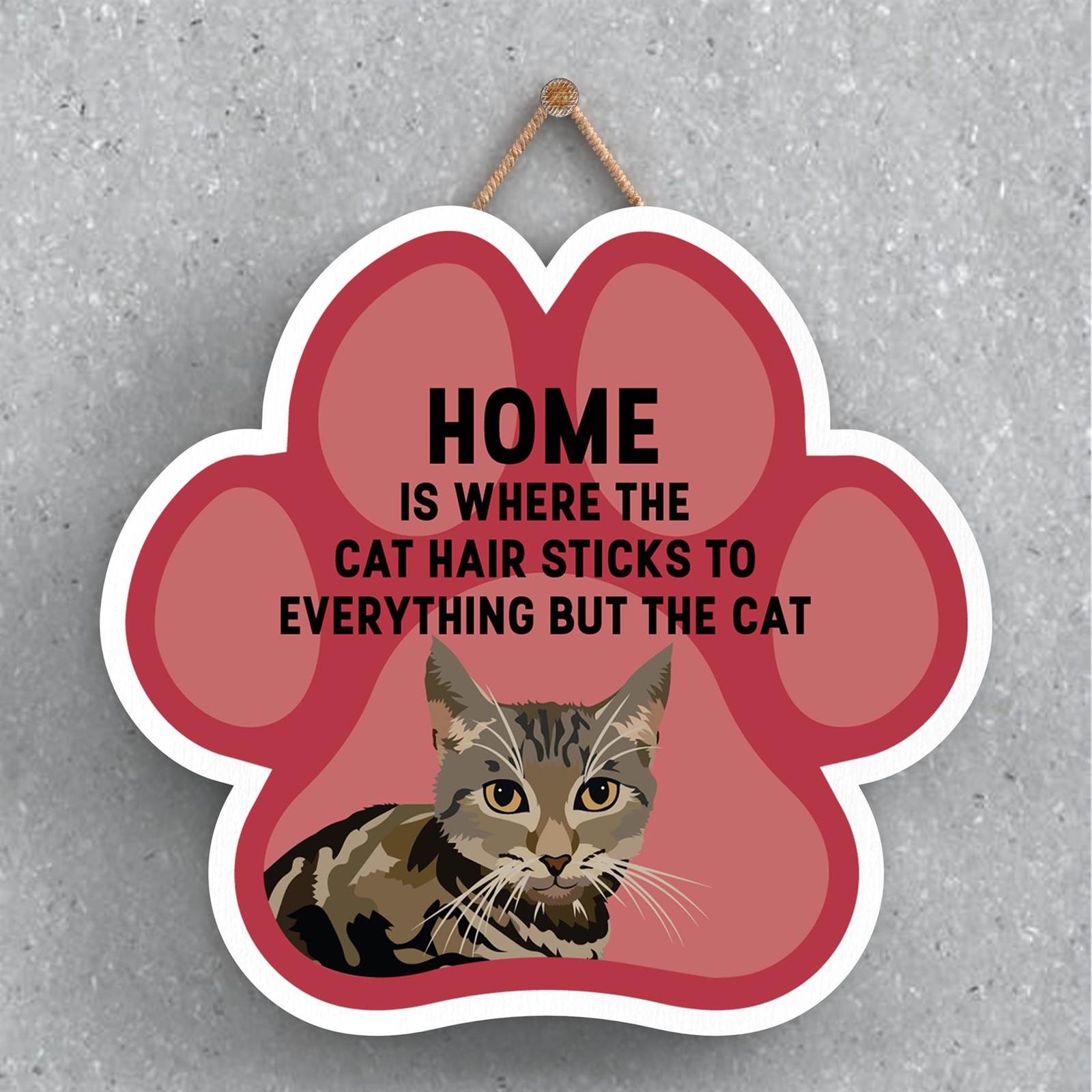 Tabby Cat Hair Sticks To Everything Katie Pearson Pawprint Wooden Plaque