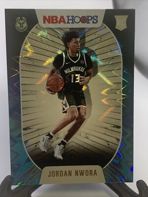 2020-21 Panini NBA Hoops Teal Explosion Jordan Nwora #211 Rookie Milwaukee Bucks
