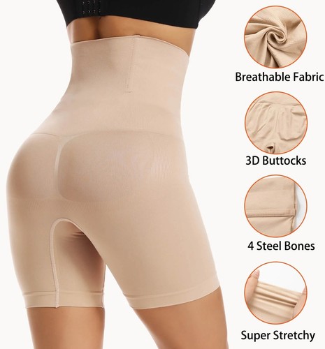 Paquete de 2 pantalones cortos modeladores ajustados para mujer con control de abdomen modelador de cuerpo cintura alta EE. UU. - Imagen 11 de 17