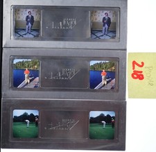 3x Glass Stereo realist slides - PEOPLE fishing golfing - 1950s Kodachrome
