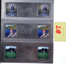 3x Glass Stereo realist slides - PEOPLE fishing golfing - 1950s Kodachrome