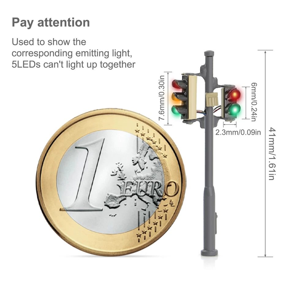 Evemodel 2pcs N Scale Left-hand Traffic Lights Red Yellow Green Block Signals - Image 4 of 4