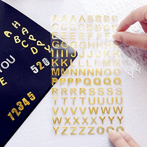 6 Sheets Glitter Gold and Silver Gift Self Adhesive Alphabet Letter and Number - Picture 4 of 7