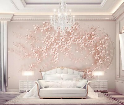 3D Pink Petal Branch ZHUA22099 Wallpaper Wall Murals Removable Self-adhesive Ann