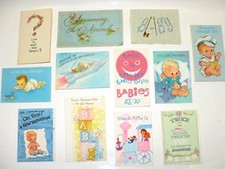 VINTAGE 1960'S BABY BOY MINI ANNOUNCEMENT CARDS HALLMARK GIBSON LOT OF 12