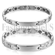 Jewelrywe Mens Women Stainless Steel Magnetic Health Care Energy Bracelet Bangle