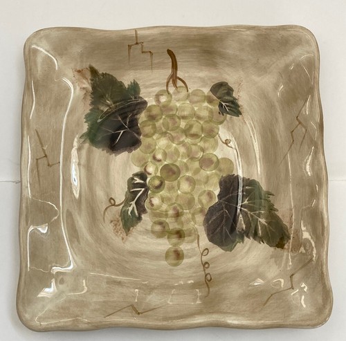 6 Cabernet Square Salad Plates Hand Painted Grapes by Tabletops Unlimited - Picture 2 of 17
