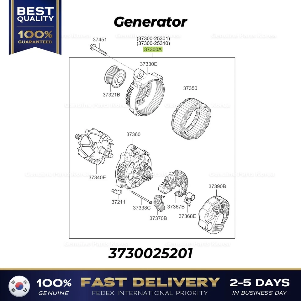 ⭐Genuino⭐ Generador 3730025201 para Hyundai Sonata Kia Forte Optima Rondo Foto 3 de 3