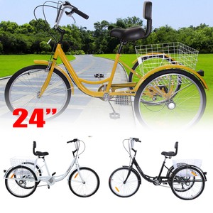 Unisex Adult 24/" 3-Wheel Trike Bicycle Shimano 7-Speed Tricycle Bike Cruise