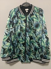 Ava & Viv Women 2X Black Floral Tropical Plus Size Colorful Zip Hipster Jacket