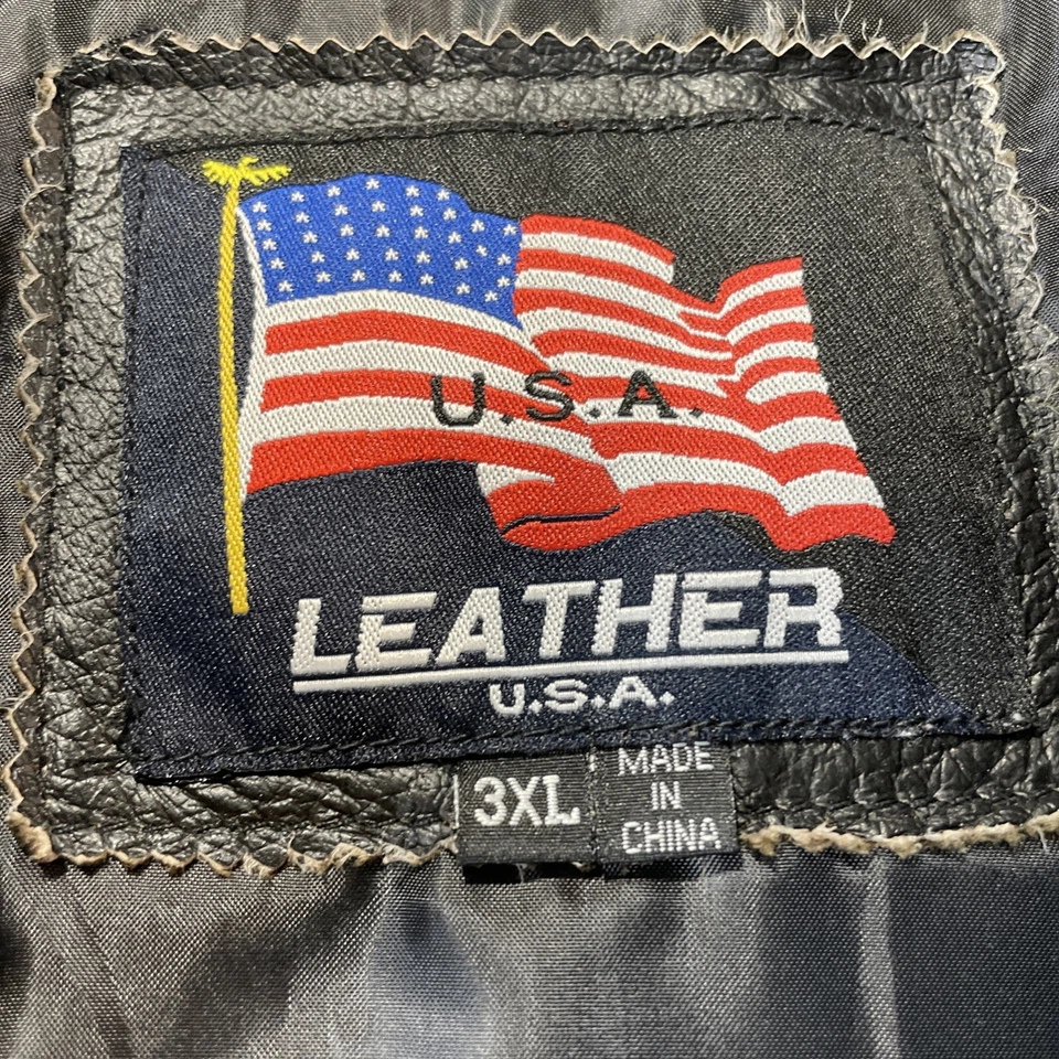 CHAQUETA MOTO HOMBRE CUERO EE. UU. EXCELENTE ESTADO TALLA 3xl hecha en EE. UU. Foto 4 de 4
