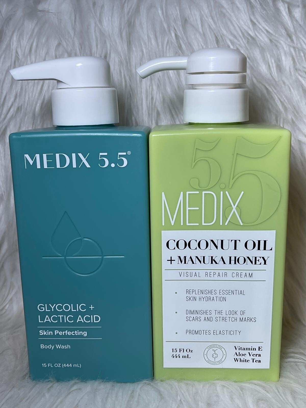 Gel douche glycolique et crème corps Medix 5.5 pour votre routine spa