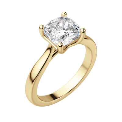 2 carat Cushion cut diamond engagement ring lab created lab grown 14K Yellow