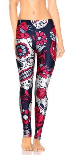 Queen of Spades Womens Leggings Floral 