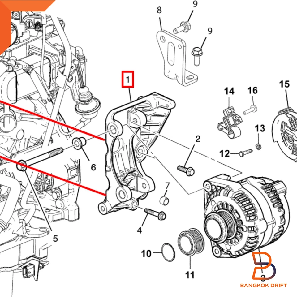 ALTERNATOR SUPPORT TENSIONER BRACKET FOR CHEVY COLORADO TRAILBLAZER S10 94722020 - Image 2 of 4