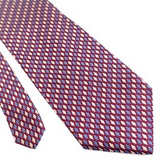 Jos A Bank Corporate Collection Burgundy Red Geometric Check Woven Silk Tie
