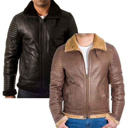 Mens sheepskin quilted fitted flying 